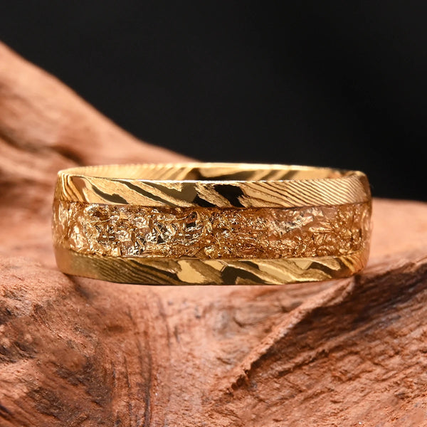 8MM Wide Damascus Steel Ring, Men's Wedding Band, Women's Engagement Ring,s Jewelry