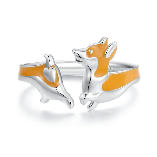 925 Sterling Silver Cat Pet Adjustable Rings For Women Animal Dog Open Ring Family Daughter Birthday Jewelry Girl Gift