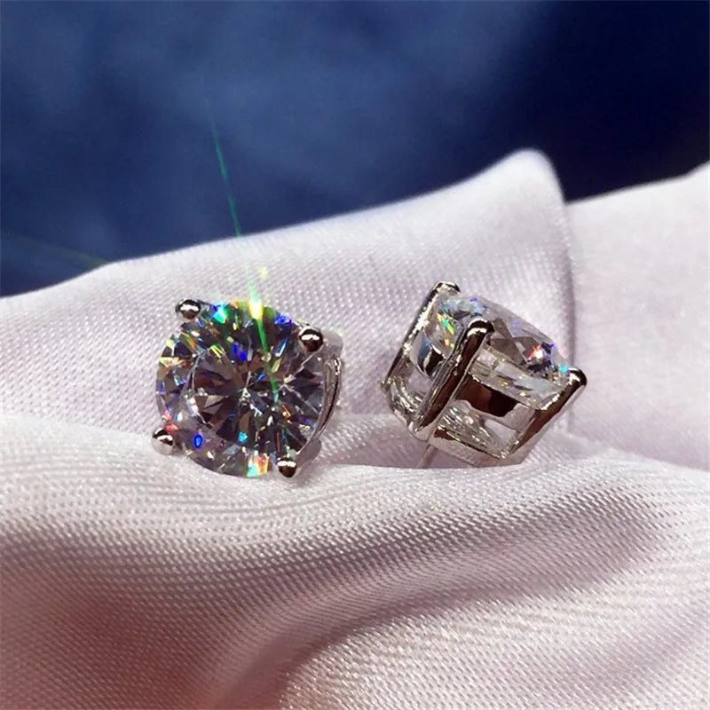 Trendy 5mm/9mm Lab Diamond Stud Earring 100% Real 925 sterling silver Jewelry Engagement Wedding Earrings for Women men Bijou