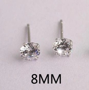 Luxury Female 6/7/8mm Round Lab Diamond Earrings 100% Real 925 Sterling Silver Earrings For Women Small Screw Stud Earrings