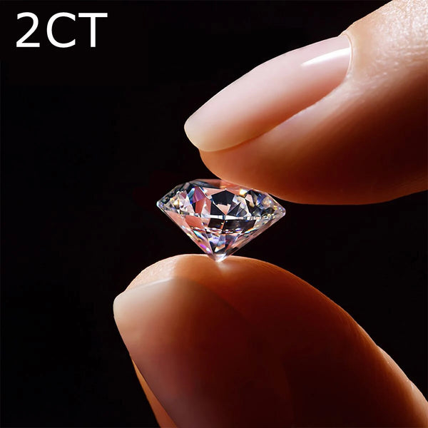 High Quality 2 Carat D Color VVS1 Round Cut Loose Moissanite Certified For Ring Stone Gems With Certificate Diamond Test Pass D