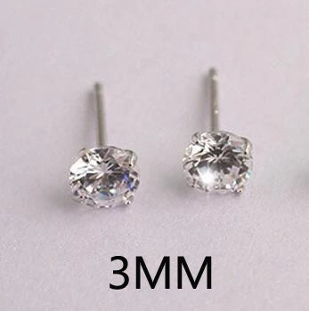 Luxury Female 6/7/8mm Round Lab Diamond Earrings 100% Real 925 Sterling Silver Earrings For Women Small Screw Stud Earrings