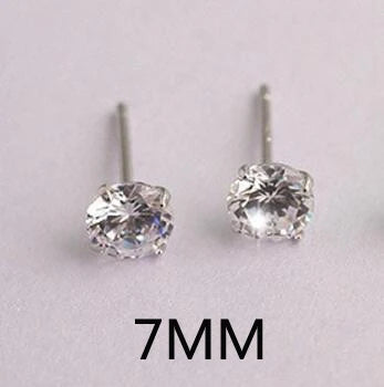 Luxury Female 6/7/8mm Round Lab Diamond Earrings 100% Real 925 Sterling Silver Earrings For Women Small Screw Stud Earrings