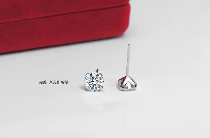 Luxury Female 6/7/8mm Round Lab Diamond Earrings 100% Real 925 Sterling Silver Earrings For Women Small Screw Stud Earrings