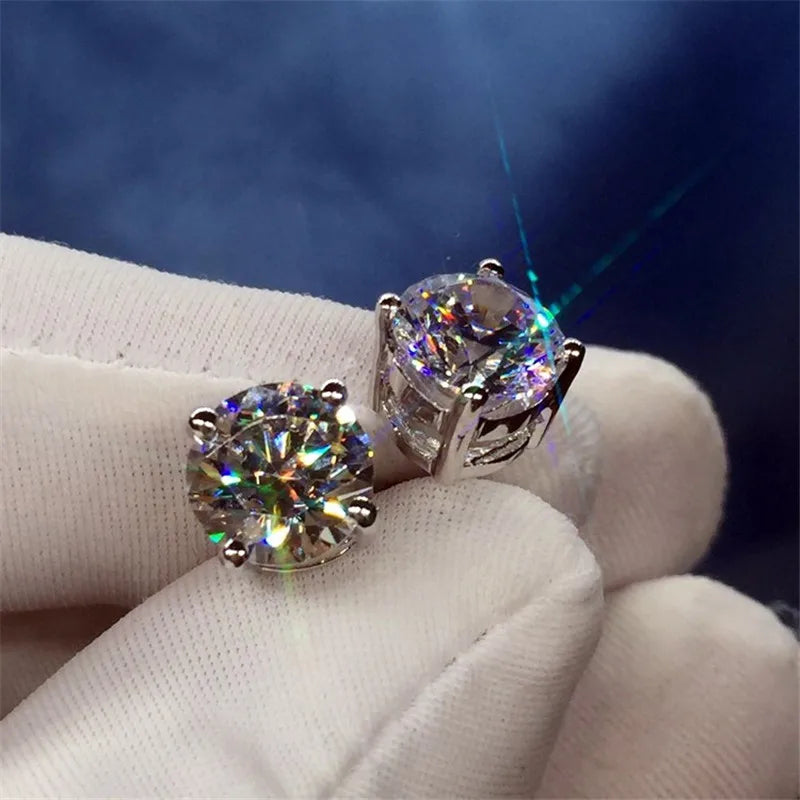 Trendy 5mm/9mm Lab Diamond Stud Earring 100% Real 925 sterling silver Jewelry Engagement Wedding Earrings for Women men Bijou