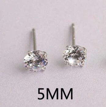 Luxury Female 6/7/8mm Round Lab Diamond Earrings 100% Real 925 Sterling Silver Earrings For Women Small Screw Stud Earrings