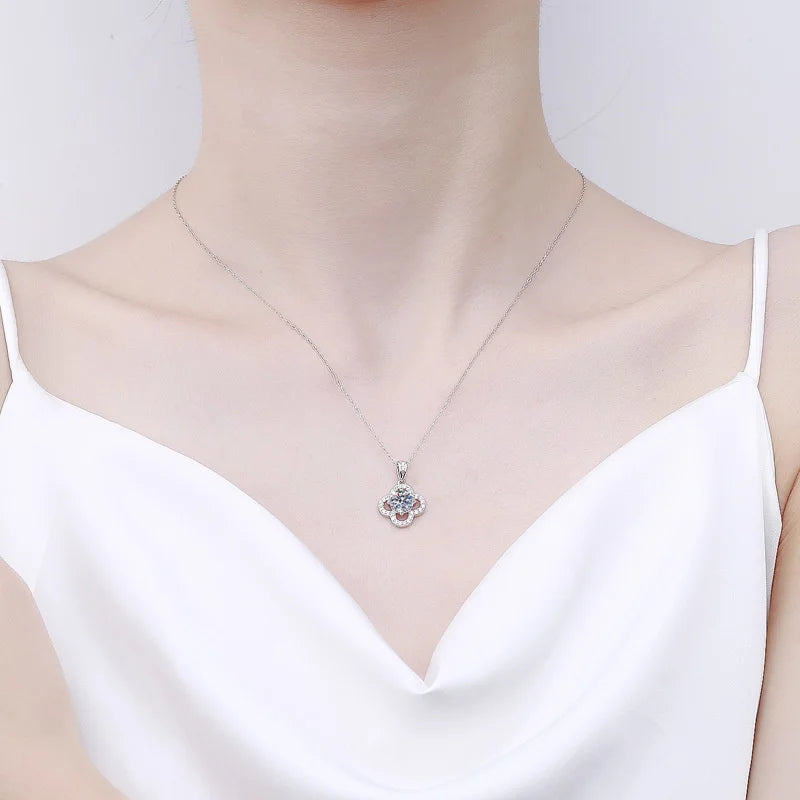 JoyceJelly 1 Carat Real Moissanite Pendant Necklace For Women D color 925 Sterling Silver Fine Jewelry Lady's Clavicle Chain