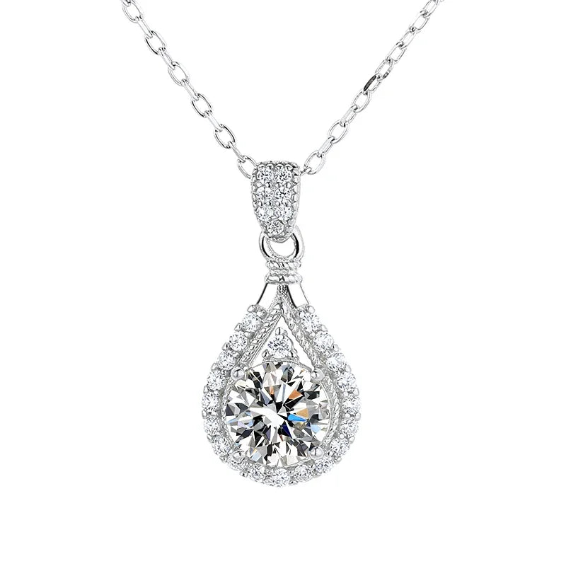 LORIELE 100% Real Moissanite Necklace for Women Vvs Round Cut Diamond Pendant for Girlfriend Jewelry S925 Sterling Silver Gra