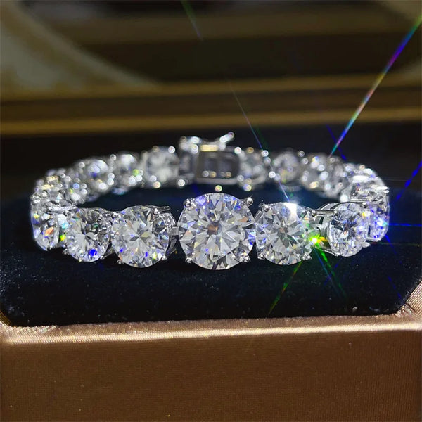 Trendy Full Moissanite Diamond Bangle Bracelet 100% Real 925 Sterling silver Wedding Bracelets For Women Men Engagement Jewelry
