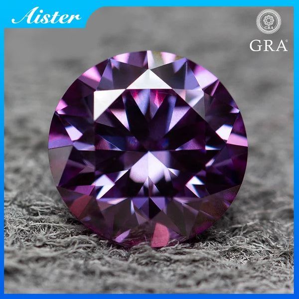 From 0.5-5.0ct Royal Purple Colored Moissanite Stone GRA Certified Moissanita VVS1 Pass Diamond Tester for Jewelry Making