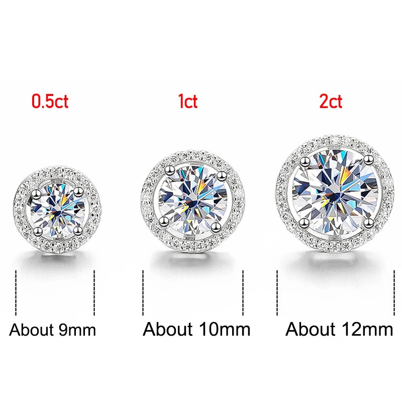 Smyoue 2CT Certified Moissanite Stud Earrings for Women Platinum Plating Sterling Silver Diamond Ear Studs Wedding Fine Jewelry