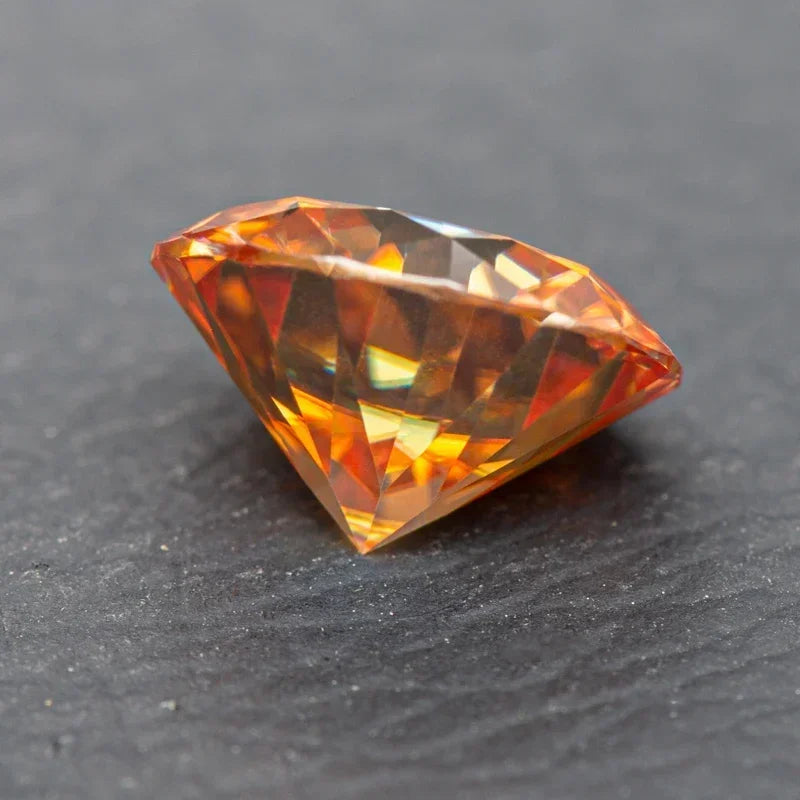 Moissanite Orange Colored Round Cut VVS1 Passed Diamond Tested Gemstone Loose Stone  Jewelry Making Wholesale with GRA