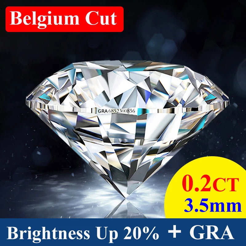 [ Super White ] Top Belgium Cut Moissanite Stone D Color 0.1ct-30ct Gemstones Lab Grown Diamond Moissanite Loose Stone with GRA