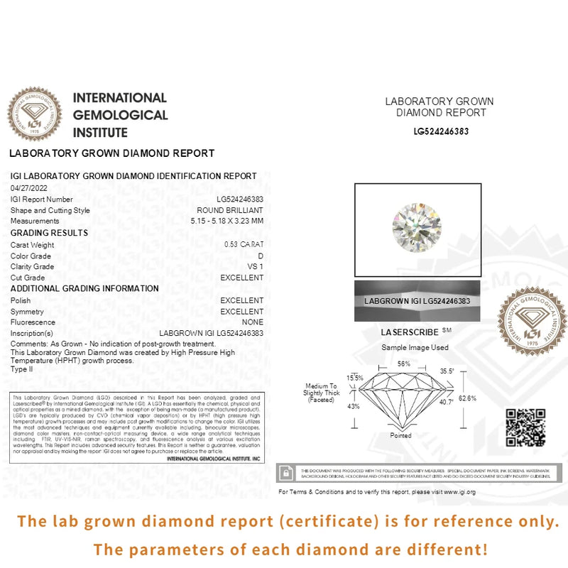 0.3ct 0.5ct 0.6ct 0.7ct 0.8ct 1ct 1.5ct Round Lab Grown Diamond  CVD HPHT IGI GIA Certificate Diamonds Stone Wholesale