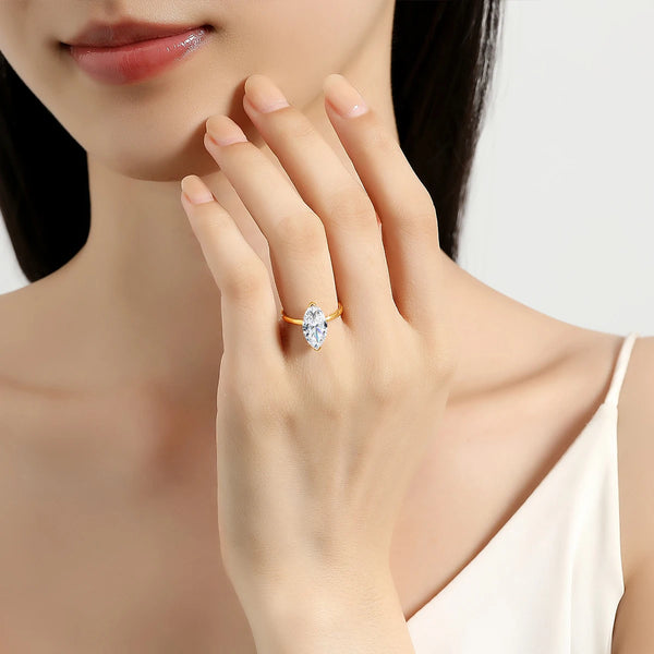 Marquise Cut Moissanite Rings 100% 14K Gold Diamond Ring  D Color VVS1 for Women Gift Anniversary Wedding Fine Jewelry