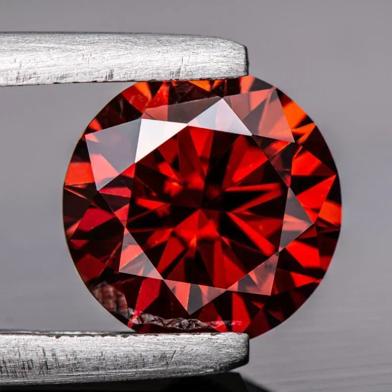 Moissanite Garnet Red Colored Round Cut Charm Gemstone Lab Grown Diamond  for DIY Jewelry Making Materials with GRA Certificate