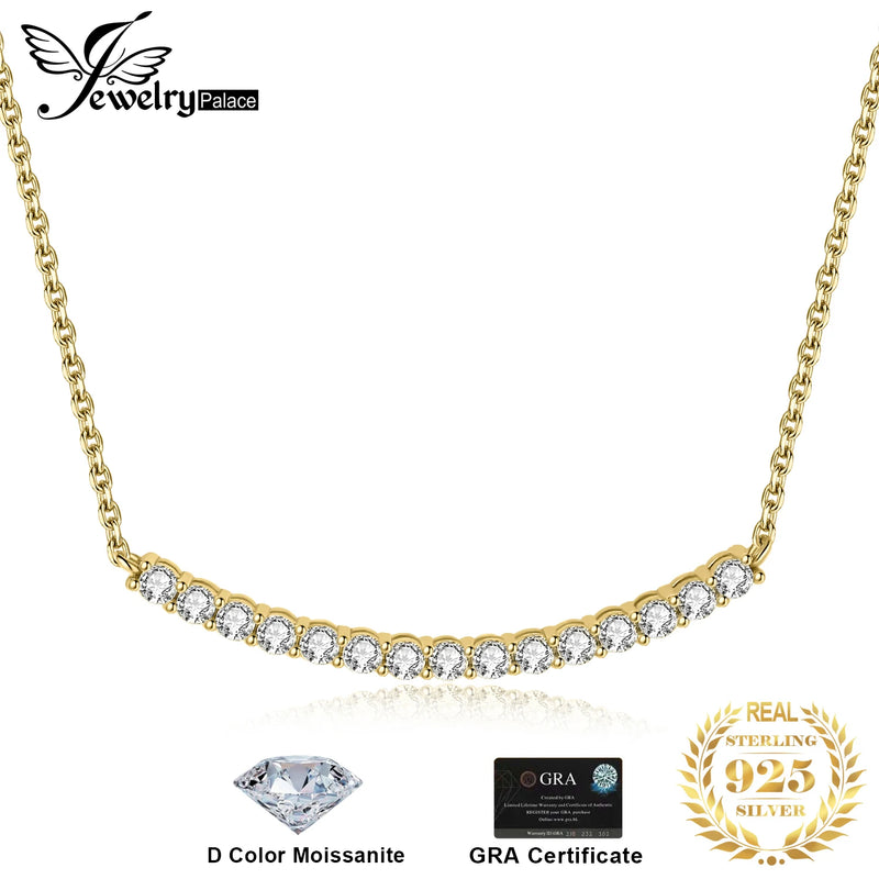 JewelryPalace Moissanite D Color Total 0.9ct 925 Sterling Silver Necklace for woman Luxury Choker 45cm Yellow Rose Gold Plated