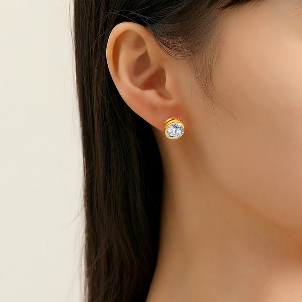 Genuine 18K Gold Moissanite Stud Earrings 2ct Diamond Earrings Classic Trendy for Women Wedding Gifts Fine Jewelry