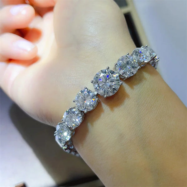 Trendy Full Moissanite Diamond Bangle Bracelet 100% Real 925 Sterling silver Wedding Bracelets For Women Men Engagement Jewelry