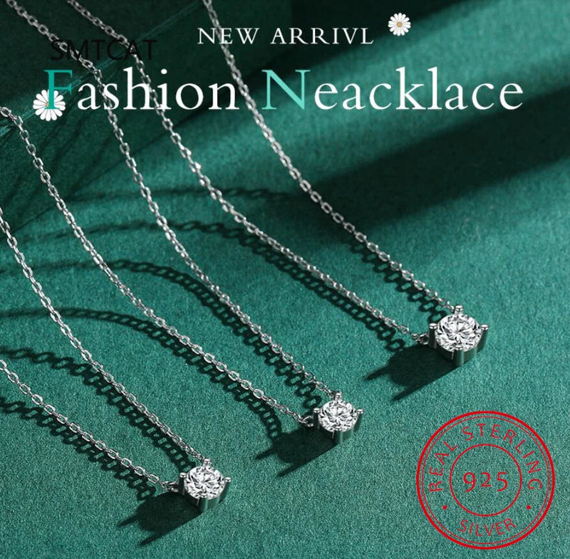 925 Sterling Silver Moissanite 1-3 Carat Set Chain Necklace Advanced Light Luxury Niche Casual Elegant Ladies Send Girlfriend