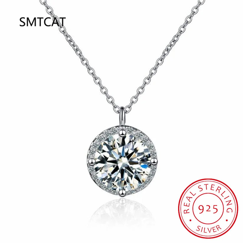 18k Gold Plated 925 Silver 1-3 Carat Solitaire Necklace 9mm 8mm D VVS1 Moissanite Pendant for Women GRA Certified Jewelry Gift