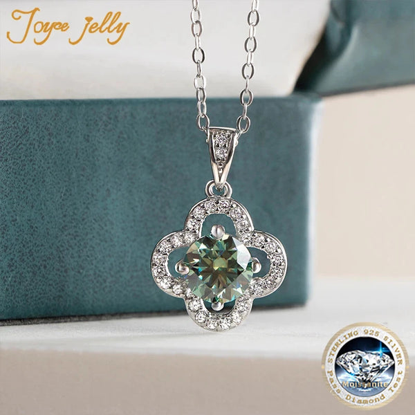 JoyceJelly 1 Carat Real Moissanite Pendant Necklace For Women D color 925 Sterling Silver Fine Jewelry Lady's Clavicle Chain