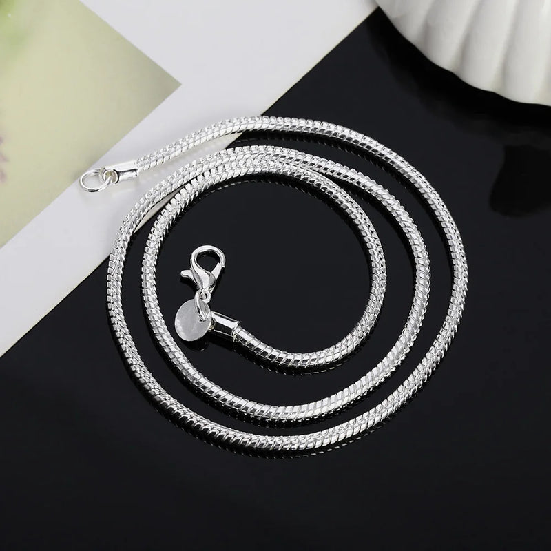 40-75cm Silver Color 1MM/2MM/3MM solid Snake Chain Necklace For Men Women fashion party wedding accessories Jewelry gifts