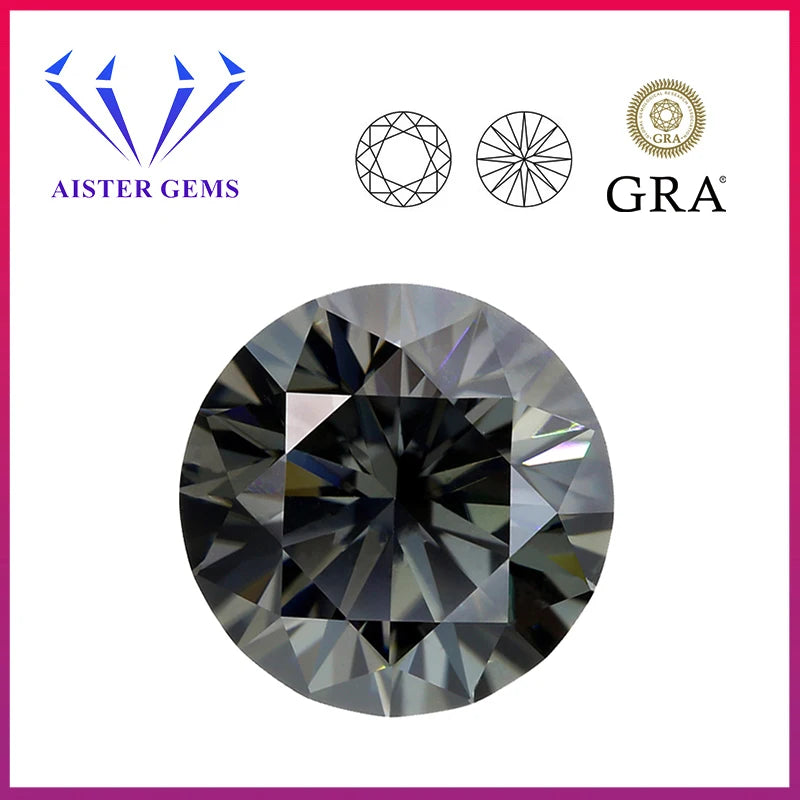 Gray Moissanite Loose Stone VVS1 Certified Moissanite Lab Diamond 0.5-5.0ct Pass Diamond Tester with GRA Certificate