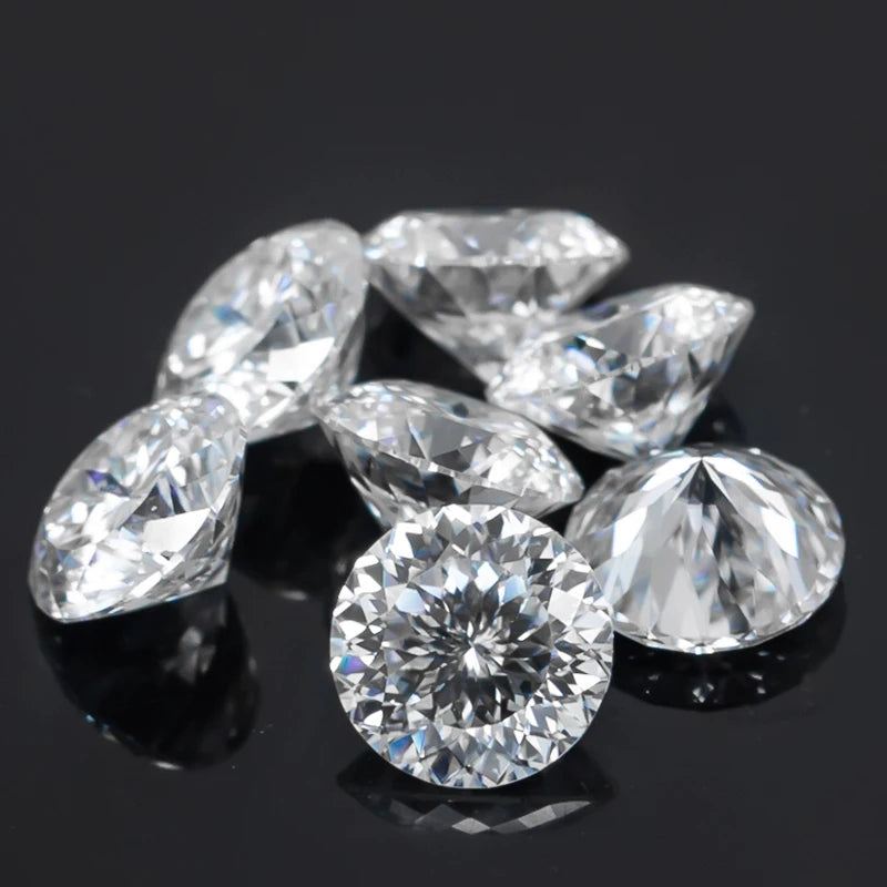 New White Round 100 Faceted Cut Moissanite Loose Stones 0.5-2ct D Color Moissanite Stone With GRA Certificate