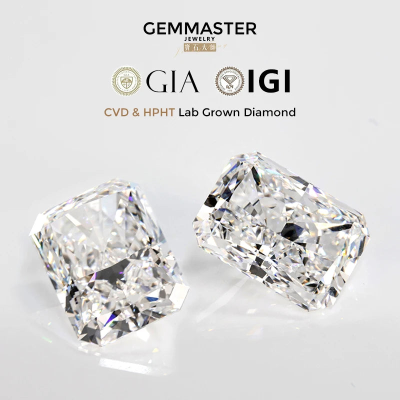 Radiant Diamond CVD HPHT 1ct 3ct 5ct 10ct Lab Diamond GIA IGI certificate DEF VVS Real Loose Lab Grown Diamond