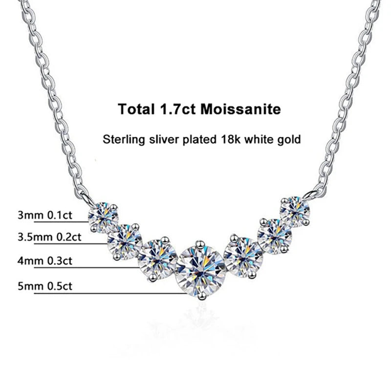 JoyceJelly All Moissanite Necklace For Women Wedding Fine Jewely With GRA Certified 925 Sterling Sliver Plated 18k White Gold