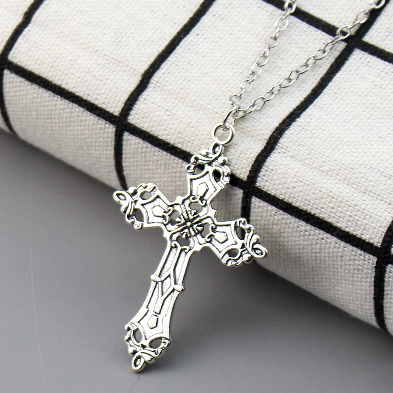 Vintage Crosses Pendant Necklace Goth Jewelry Accessories Gothic Grunge Chain Y2k Fashion Women Men Necklace