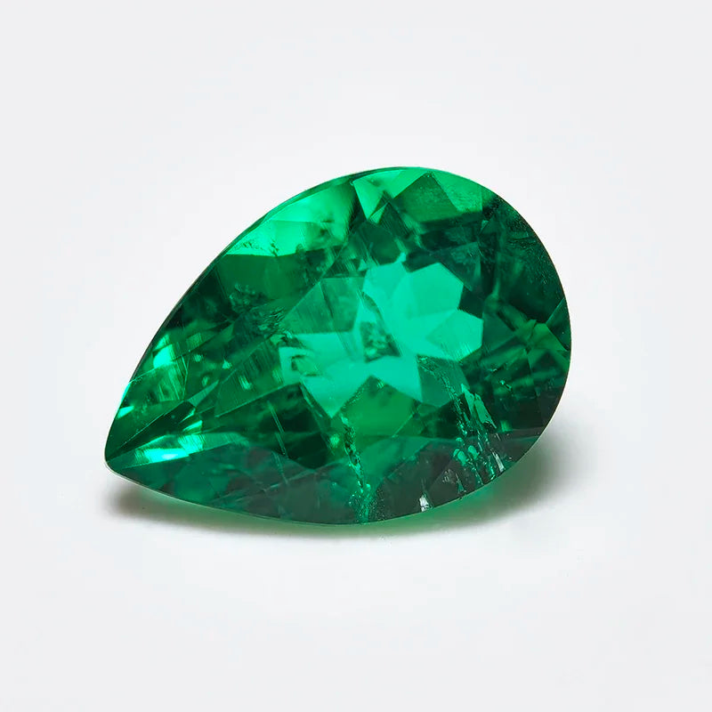 Top Hydrothermal Columbia Lab Grown Emerald Gemstone Pear Cut Synthetic Emerald Stone With AGL Certificate