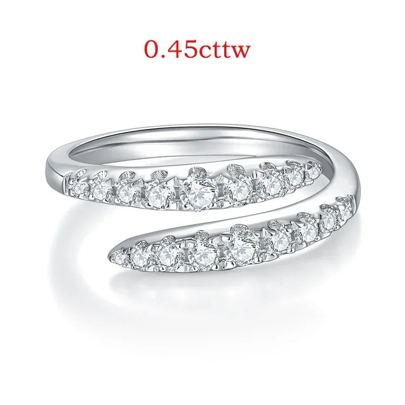 Smyoue 10 Gems Full Moissanite Rings for Women Sparkling Flawless Lab Created Diamond Wedding Band S925 Sterling Silver Jewelry