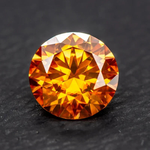 Moissanite Orange Colored Round Cut VVS1 Passed Diamond Tested Gemstone Loose Stone  Jewelry Making Wholesale with GRA