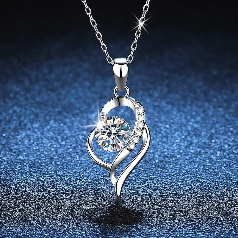 2023 Luxury GRA Certified 1 Carat Moissanite Pendant Necklace for Women Party 925 Sterling Silver Diamond Chain Necklaces