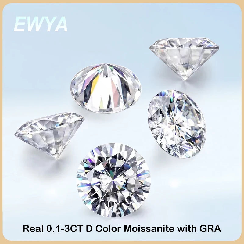 Real 1 2 3 Carat 6.5 8mm D VVS1 Moissanite Certified Lab Grown Moissanita Diamonds Loose Gemstones Stones For Jewelry With GRA