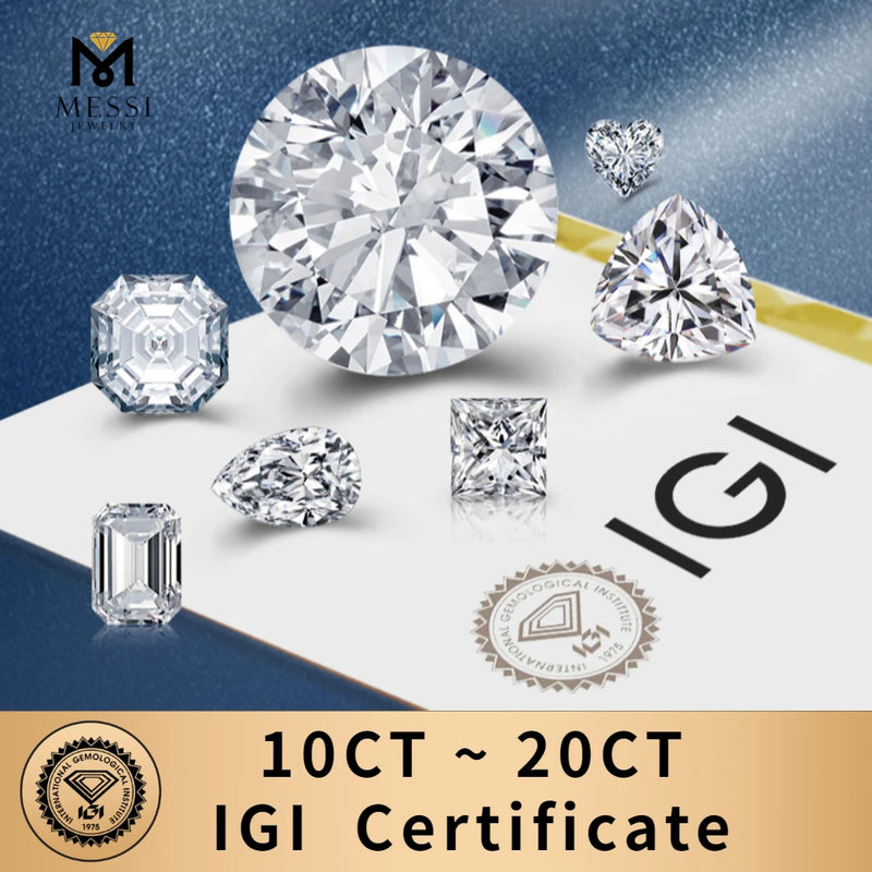 10ct~20ct Big Lab Grown Diamond With IGI Certificate CVD HPHT Diamond Stone Wholesale