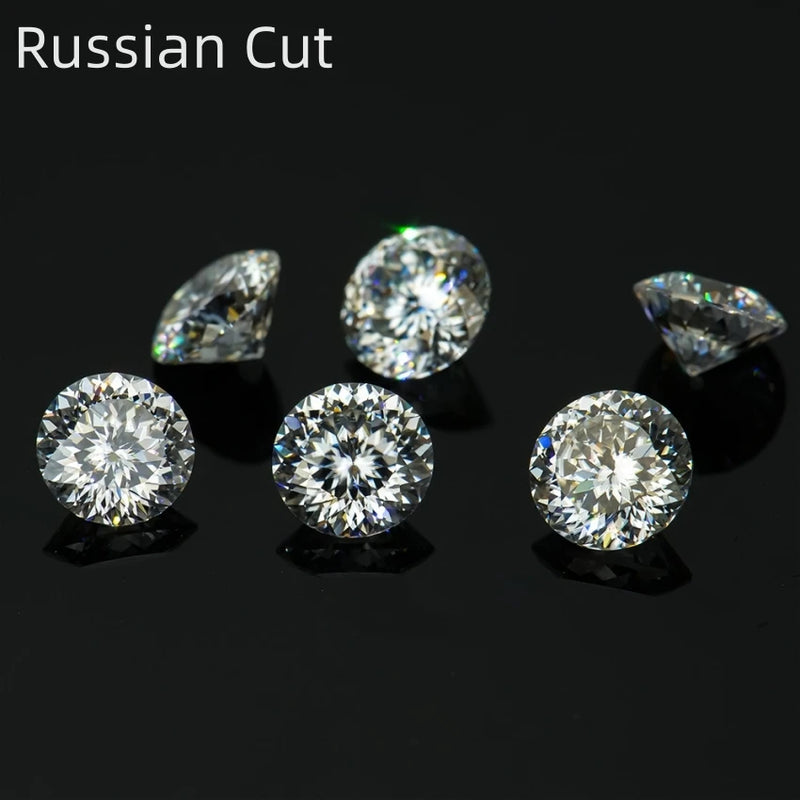 Tbestone Round 0.5-5Carat Fancy Cutting Moissanite Loose Stones D Color Russian Cut Moissanite Diamonds Stone With GRA