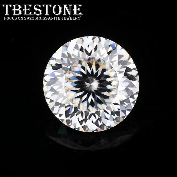 Tbestone Round 100 Faceted Cut Loose Moissanite Stones 0.1-6ct D Color VVS1 Lab Grown Diamonds With GRA Certificates Pass Tester