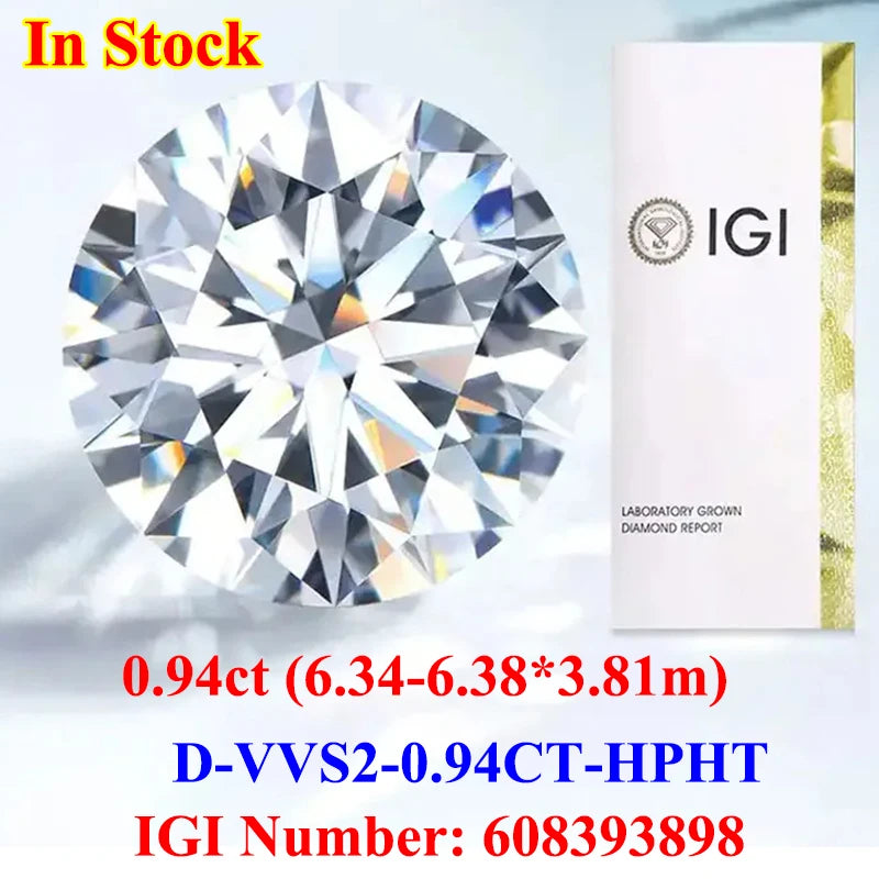 0.5-3CT IGI GIA Certificate HPHT CVD Lab Grown Diamond Loose 0.3/0.5CT DEFG VVS-SI Gemstone Super White for Wedding Fine Jewelry