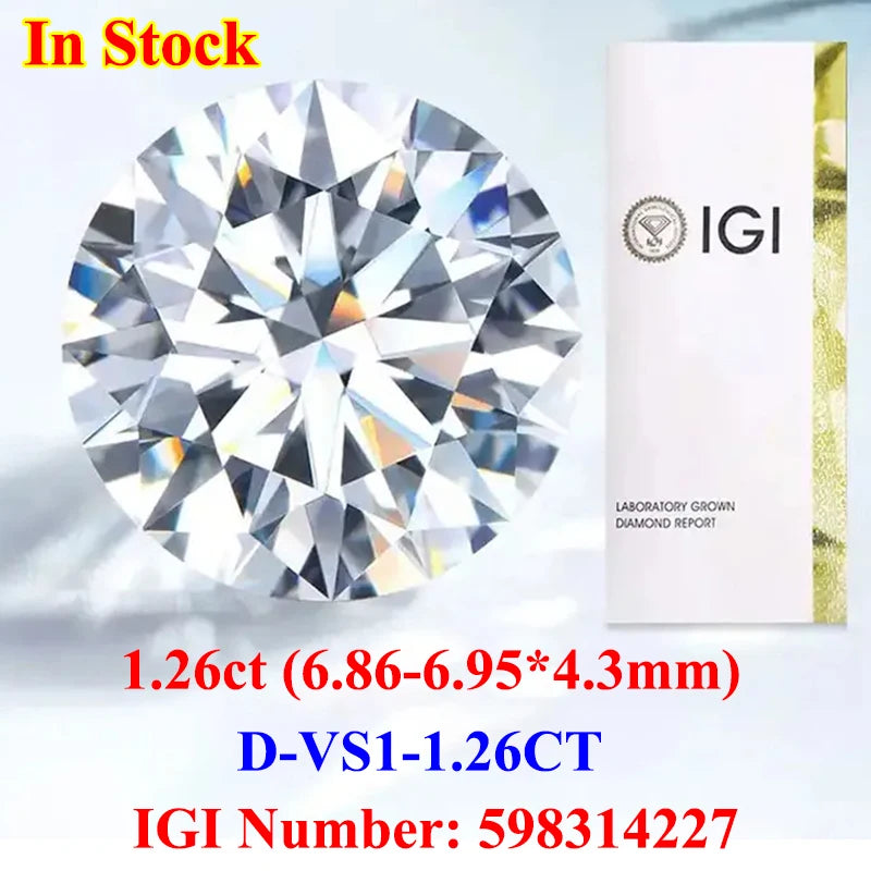 0.5-3CT IGI GIA Certificate HPHT CVD Lab Grown Diamond Loose 0.3/0.5CT DEFG VVS-SI Gemstone Super White for Wedding Fine Jewelry