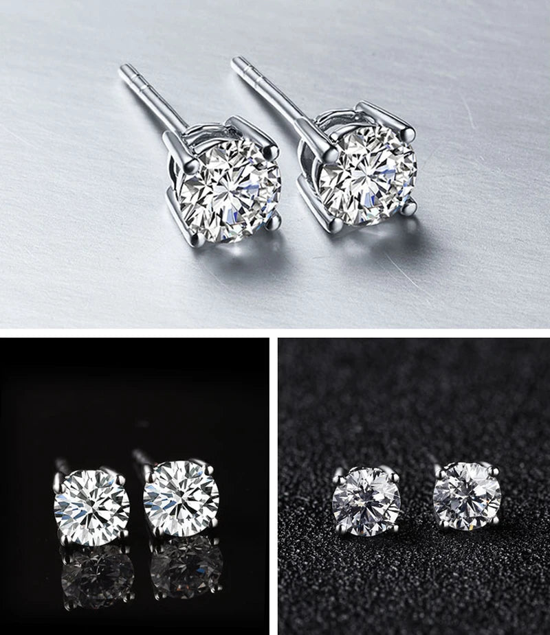 2.0ct Moissanite Earrings for Women Lab Grown Diamond Ear Studs 925 Sterling Silver Fine Jewelry Gift