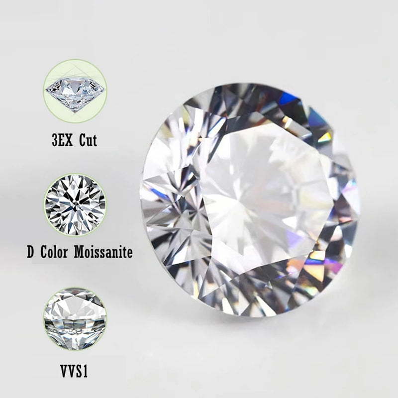 WUIHA Excellent Cut Round 5CT VVS1 D Real GRA Moissanite Loose Gemstones 100% Diamond Tested Fine Jewelry Accessories Wholesale