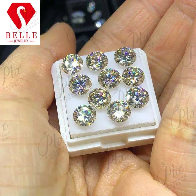 Lab Grown Moissanite Loose Gemstone Round Champagne Color VVS1 Excellent Cutting Top Diamonds Stone 3EX For Women Jewelry Making