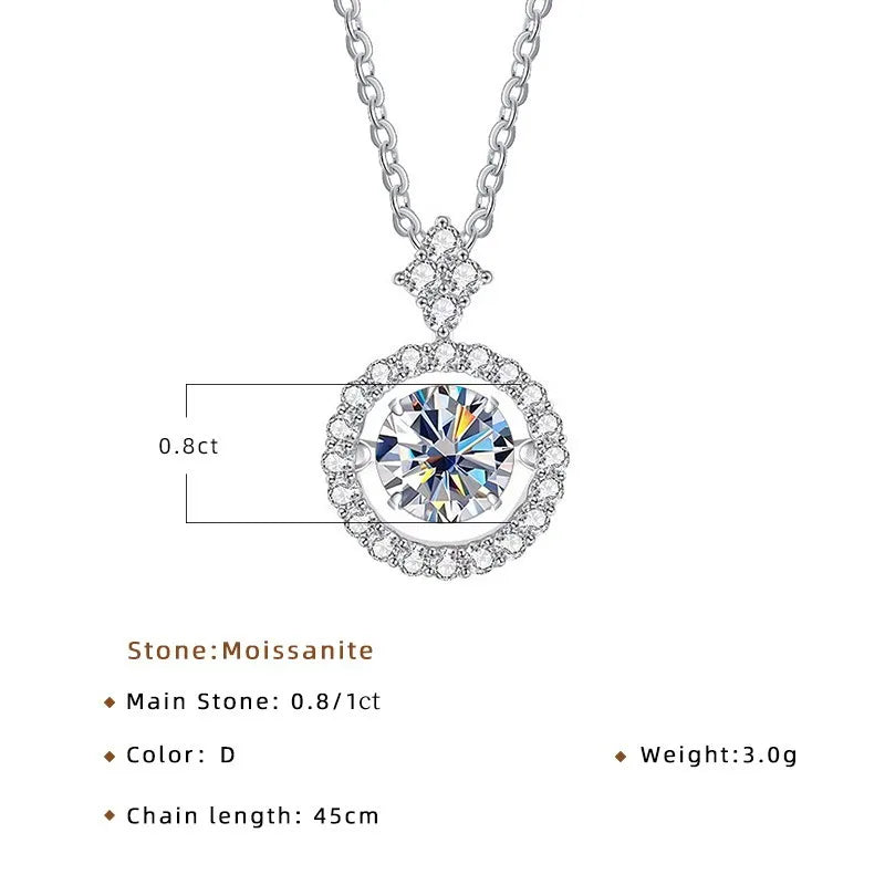 BIJOX STORY 1 CT Moissanite Pendant For Women Simulated Diamond Necklace S925 Sterling Silver Jewelry Girl Valentine's Day Gift