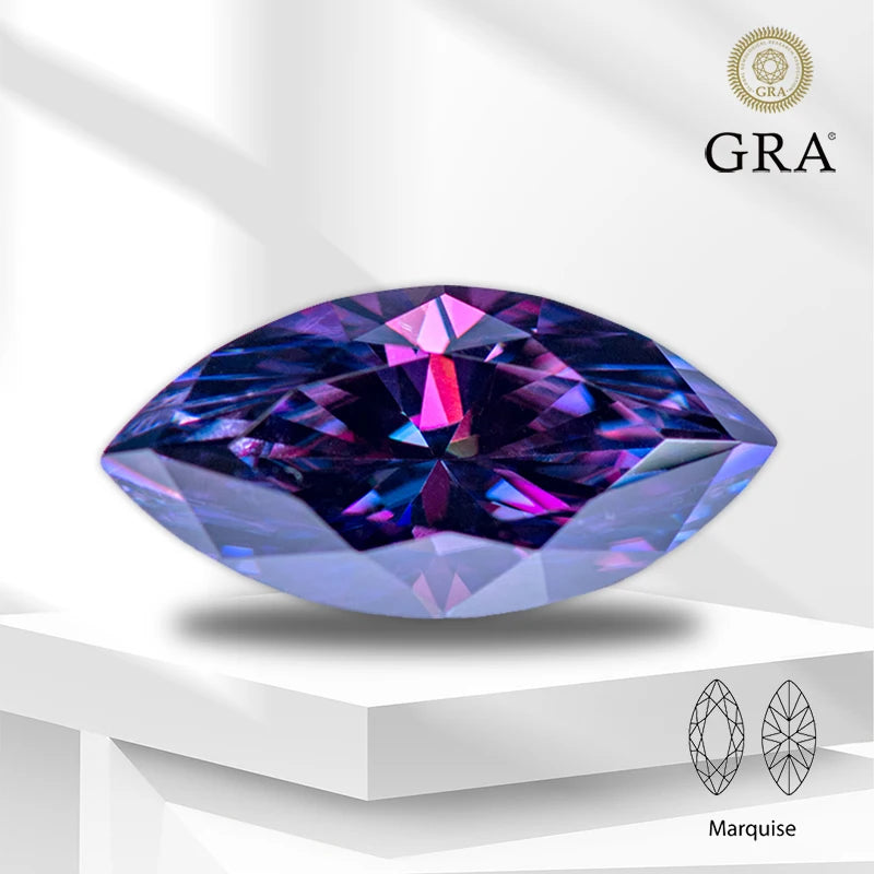 Moissanite Stone Imperial Purple Color Marquise Cut Lab Grown Diamond for Charms Women Jewelry Making Materials Free Delivery