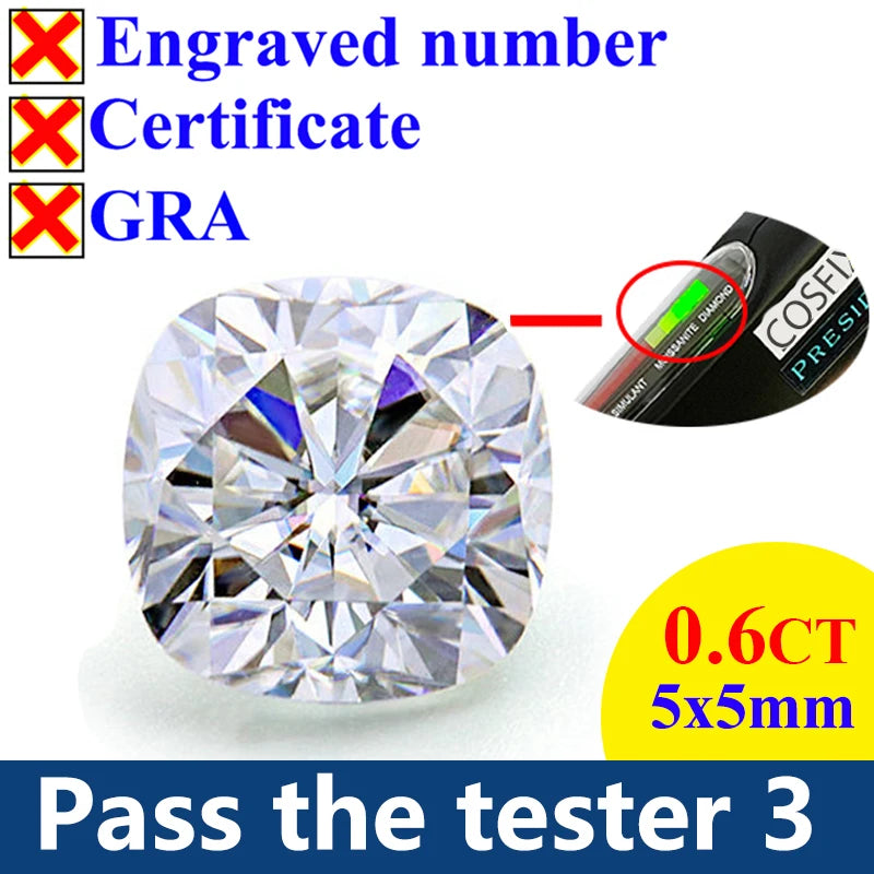 [ Special Quality ] New Rare Moissanite Stone D Color Diamond Oval Round Cut Loose Gemstones Promise Pass PRESIDIUM Tester III/3