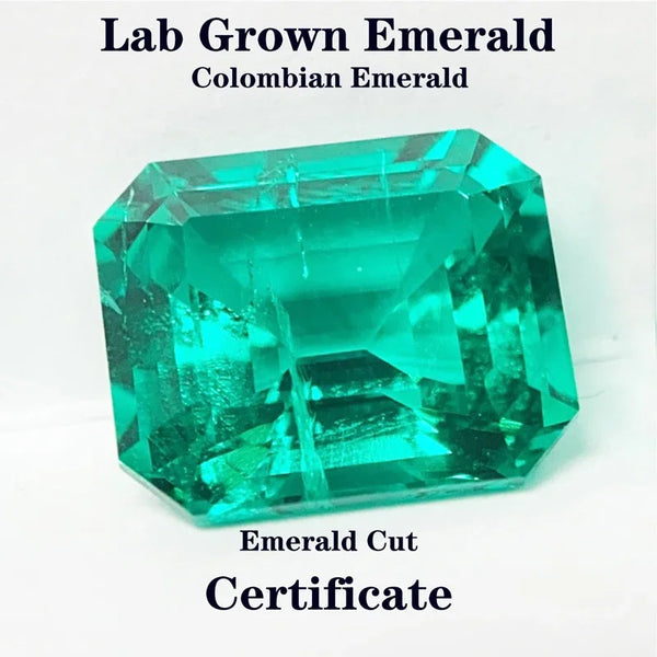 Lab Grown Columbia Emerald 10x12mm Emerald Cut Charms Gemstone Advanced DIY Jewelry Rings Earrings Making Certificate