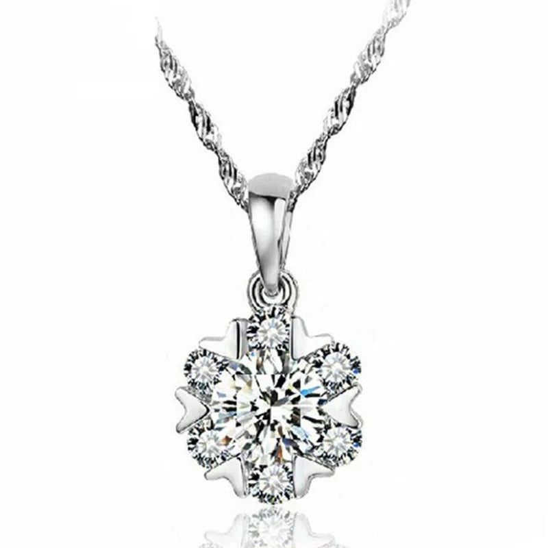 1 Carat Round Brilliant Cut D Color Moissanite Heart Arrow Pendant Necklace Silver 925 Diamond Gemstone Snowflake Necklace